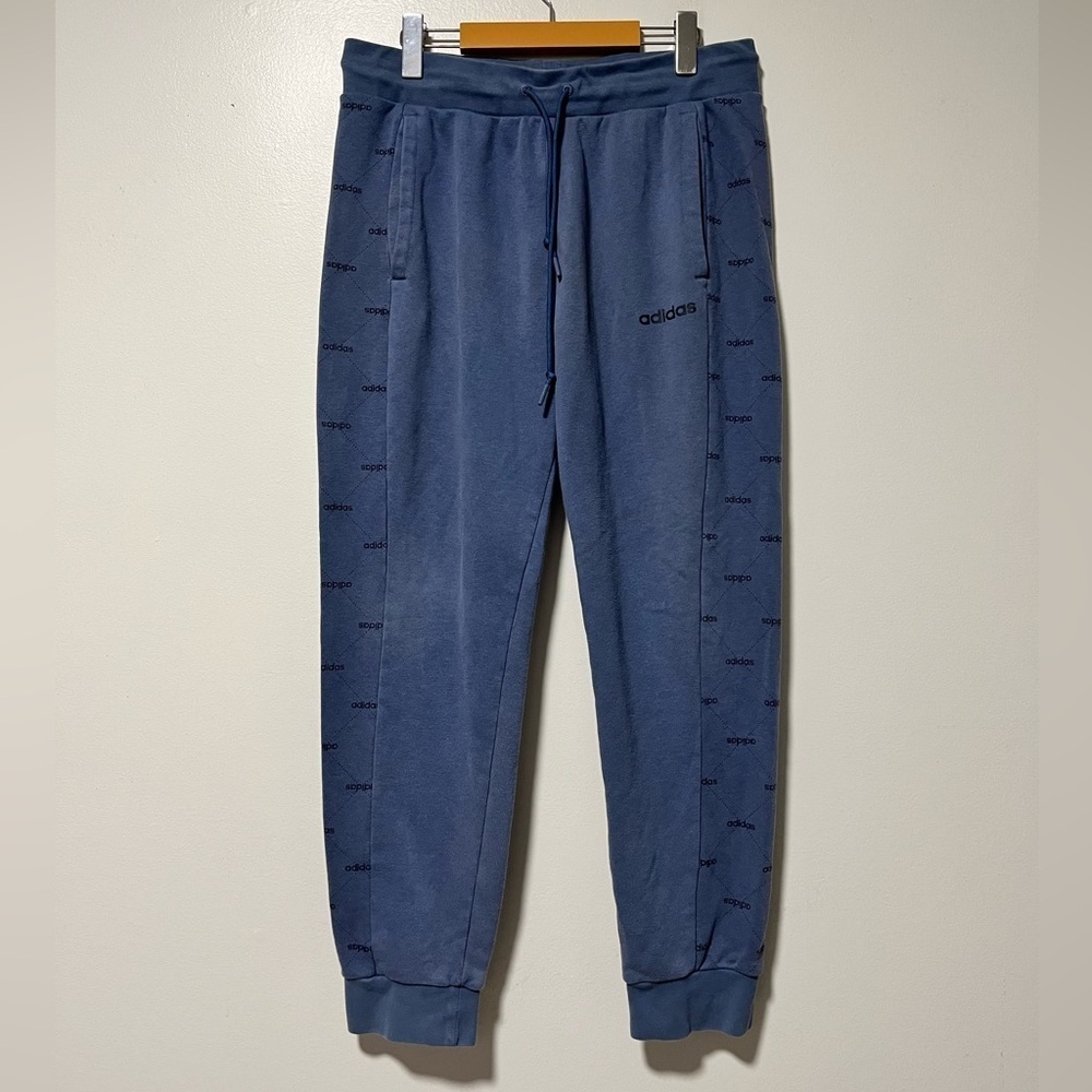 Adidas Men’s Blue Joggers Size Large - Logo Side Stripe, Athletic Fit